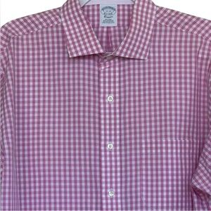 Brooks Brothers Pink Gingham Button-Up Shirt Size 17